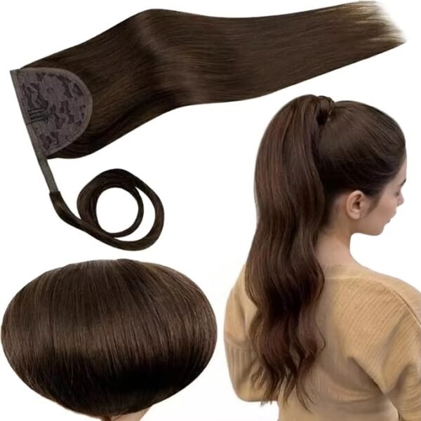 A secure wrap-around ponytail extension for instant length, volume, and polished styling. OEM, ODM, custom colors, lengths, packaging, and worldwide supply available. human hair wrap-around ponytail extension