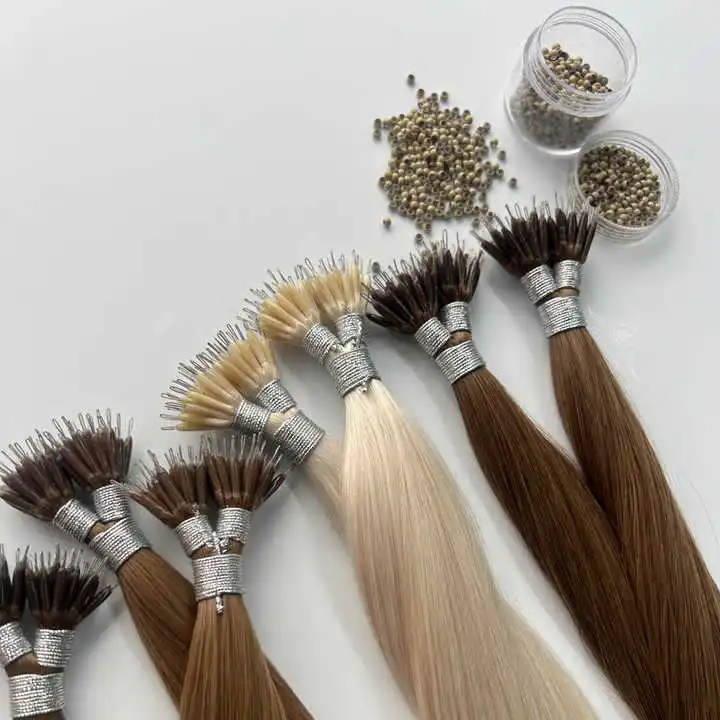 2.10 Nano ring hair extensions with beads for salon installation