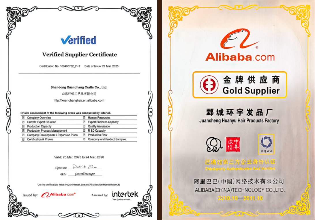 Alibaba.com Verified Supplier Certificate for Shandong Xuanchang Crafts Co., Ltd., assessed by Intertek.